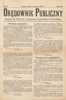 Orędownik Publiczny : dodatek do Dziennika Urzędowego Województwa Pomorskiego. 1925, nr 3