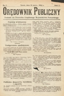 Orędownik Publiczny : dodatek do Dziennika Urzędowego Województwa Pomorskiego. 1925, nr 7
