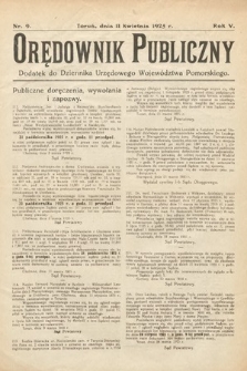 Orędownik Publiczny : dodatek do Dziennika Urzędowego Województwa Pomorskiego. 1925, nr 9