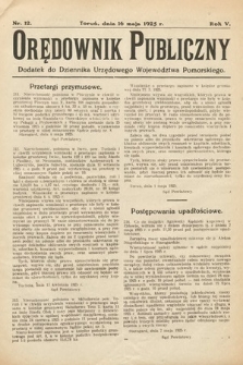 Orędownik Publiczny : dodatek do Dziennika Urzędowego Województwa Pomorskiego. 1925, nr 12