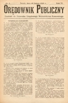 Orędownik Publiczny : dodatek do Dziennika Urzędowego Województwa Pomorskiego. 1926, nr 5