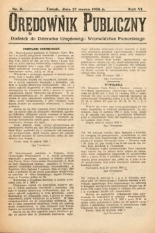 Orędownik Publiczny : dodatek do Dziennika Urzędowego Województwa Pomorskiego. 1926, nr 8