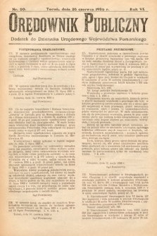 Orędownik Publiczny : dodatek do Dziennika Urzędowego Województwa Pomorskiego. 1926, nr 20
