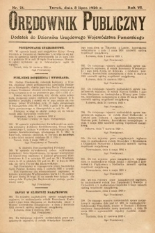 Orędownik Publiczny : dodatek do Dziennika Urzędowego Województwa Pomorskiego. 1926, nr 21