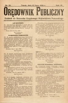 Orędownik Publiczny : dodatek do Dziennika Urzędowego Województwa Pomorskiego. 1926, nr 22
