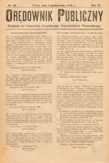 Orędownik Publiczny : dodatek do Dziennika Urzędowego Województwa Pomorskiego. 1926, nr 30