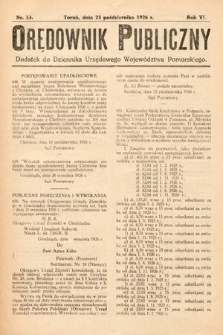 Orędownik Publiczny : dodatek do Dziennika Urzędowego Województwa Pomorskiego. 1926, nr 33