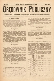 Orędownik Publiczny : dodatek do Dziennika Urzędowego Województwa Pomorskiego. 1926, nr 34
