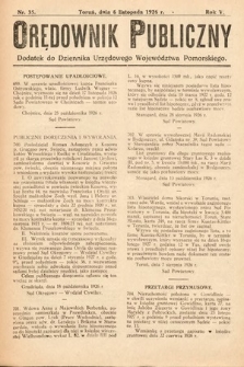Orędownik Publiczny : dodatek do Dziennika Urzędowego Województwa Pomorskiego. 1926, nr 35