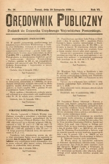 Orędownik Publiczny : dodatek do Dziennika Urzędowego Województwa Pomorskiego. 1926, nr 36