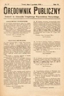 Orędownik Publiczny : dodatek do Dziennika Urzędowego Województwa Pomorskiego. 1926, nr 37