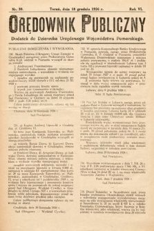 Orędownik Publiczny : dodatek do Dziennika Urzędowego Województwa Pomorskiego. 1926, nr 38