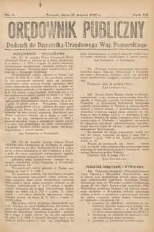 Orędownik Publiczny : dodatek do Dziennika Urzędowego Województwa Pomorskiego. 1927, nr 9