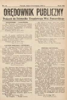 Orędownik Publiczny : dodatek do Dziennika Urzędowego Województwa Pomorskiego. 1927, nr 11