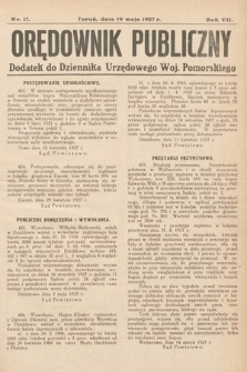 Orędownik Publiczny : dodatek do Dziennika Urzędowego Województwa Pomorskiego. 1927, nr 17