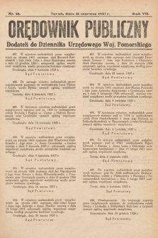 Orędownik Publiczny : dodatek do Dziennika Urzędowego Województwa Pomorskiego. 1927, nr 18