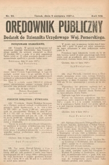 Orędownik Publiczny : dodatek do Dziennika Urzędowego Województwa Pomorskiego. 1927, nr 25