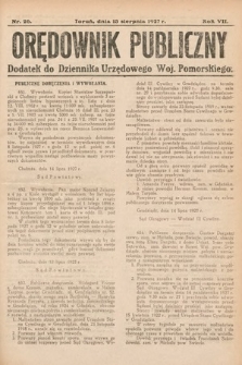 Orędownik Publiczny : dodatek do Dziennika Urzędowego Województwa Pomorskiego. 1927, nr 26