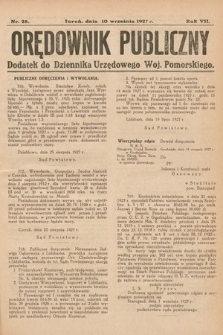 Orędownik Publiczny : dodatek do Dziennika Urzędowego Województwa Pomorskiego. 1927, nr 28
