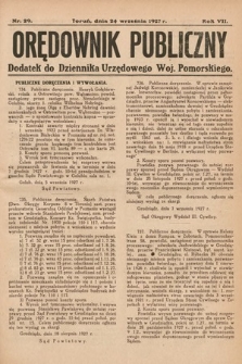 Orędownik Publiczny : dodatek do Dziennika Urzędowego Województwa Pomorskiego. 1927, nr 29