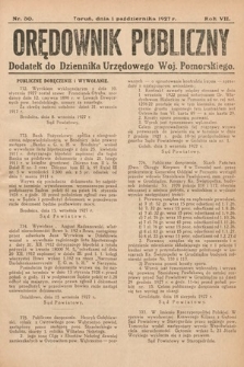 Orędownik Publiczny : dodatek do Dziennika Urzędowego Województwa Pomorskiego. 1927, nr 30