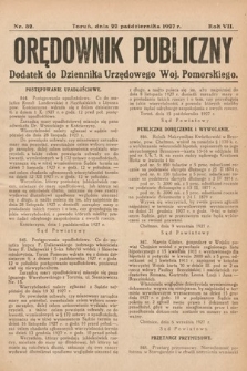 Orędownik Publiczny : dodatek do Dziennika Urzędowego Województwa Pomorskiego. 1927, nr 32