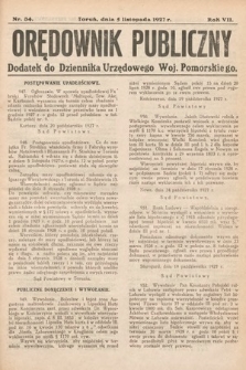Orędownik Publiczny : dodatek do Dziennika Urzędowego Województwa Pomorskiego. 1927, nr 34