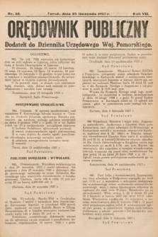 Orędownik Publiczny : dodatek do Dziennika Urzędowego Województwa Pomorskiego. 1927, nr 35