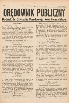 Orędownik Publiczny : dodatek do Dziennika Urzędowego Województwa Pomorskiego. 1927, nr 36