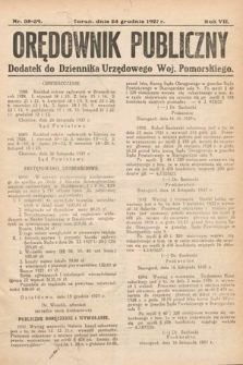Orędownik Publiczny : dodatek do Dziennika Urzędowego Województwa Pomorskiego. 1927, nr 38-39
