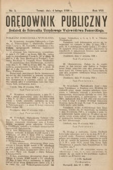 Orędownik Publiczny : dodatek do Dziennika Urzędowego Województwa Pomorskiego. 1928, nr 3