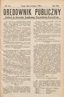 Orędownik Publiczny : dodatek do Dziennika Urzędowego Województwa Pomorskiego. 1928, nr 4-5