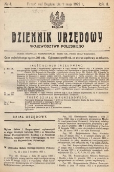 Dziennik Urzędowy Województwa Poleskiego. 1922, nr 4