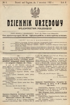 Dziennik Urzędowy Województwa Poleskiego. 1922, nr 8