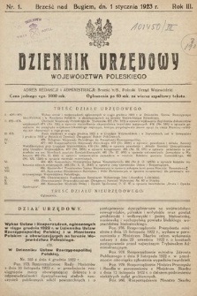 Dziennik Urzędowy Województwa Poleskiego. 1923, nr 1