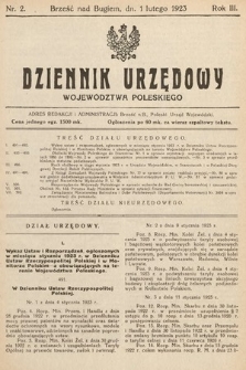 Dziennik Urzędowy Województwa Poleskiego. 1923, nr 2