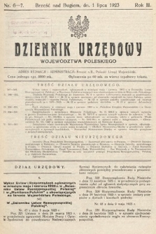 Dziennik Urzędowy Województwa Poleskiego. 1923, nr 6-7