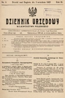 Dziennik Urzędowy Województwa Poleskiego. 1923, nr 9