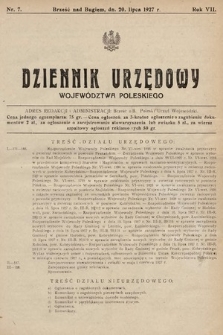 Dziennik Urzędowy Województwa Poleskiego. 1927, nr 7