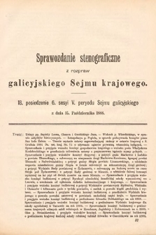 [Kadencja V, sesja VI, pos. 18] Sprawozdanie Stenograficzne z Rozpraw Galicyjskiego Sejmu Krajowego. 18. Posiedzenie 6. Sesyi V. Peryodu Sejmu Galicyjskiego