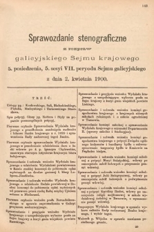 [Kadencja VII, sesja V, pos. 5] Sprawozdanie Stenograficzne z Rozpraw Galicyjskiego Sejmu Krajowego. 5. Posiedzenie 5. Sesyi VII. Peryodu Sejmu Galicyjskiego