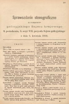 [Kadencja VII, sesja V, pos. 8] Sprawozdanie Stenograficzne z Rozpraw Galicyjskiego Sejmu Krajowego. 8. Posiedzenie 5. Sesyi VII. Peryodu Sejmu Galicyjskiego