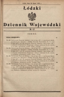 Łódzki Dziennik Wojewódzki. 1935, nr 17
