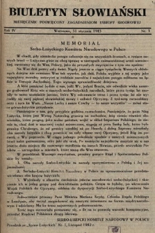 Biuletyn Słowiański : miesięcznik poświęcony zagadnieniom Europy Środkowej. 1943, nr 1