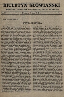 Biuletyn Słowiański : miesięcznik poświęcony zagadnieniom Europy Środkowej. 1943, nr 4