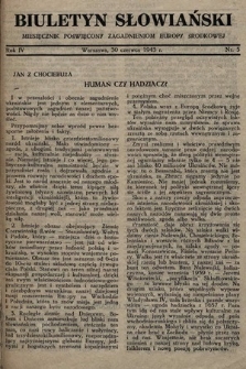 Biuletyn Słowiański : miesięcznik poświęcony zagadnieniom Europy Środkowej. 1943, nr 5