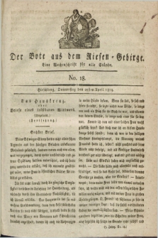 Der Bote aus dem Riesen-Gebirge : eine Wochenschrift für alle Stände. Jg.7, No. 18 (29 April 1819) + dod.