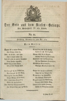 Der Bote aus dem Riesen-Gebirge : eine Wochenschrift für alle Stände. Jg.7, No. 21 (19 Mai 1819) + dod.