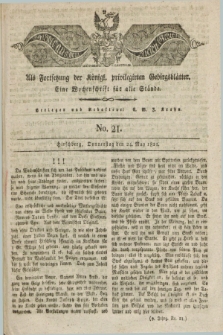 Der Bote aus dem Riesen-Gebirge : als Fortsetzung der Königl. privilegirten Gebirgsblätter : eine Wochenschrift für alle Stände. Jg.9, No. 21 (24 May 1821) + dod.