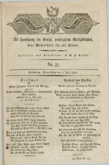 Der Bote aus dem Riesen-Gebirge : als Fortsetzung der Königl. privilegirten Gebirgsblätter : eine Wochenschrift für alle Stände. Jg.9, No. 27 (5 July 1821) + dod.